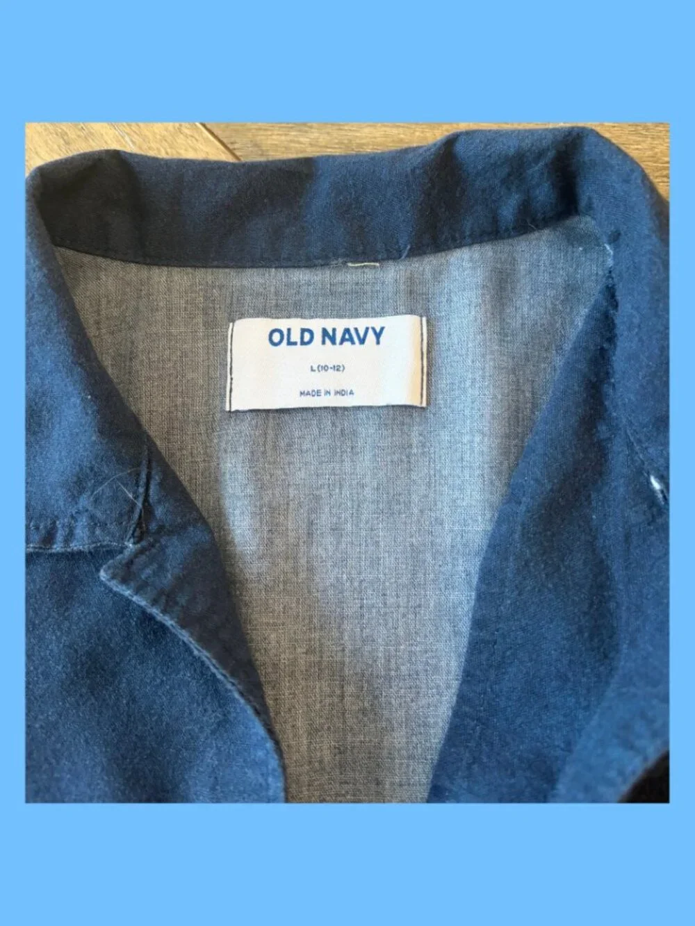 Old Navy Boys Sailboat Button Down Shirt Navy Blue Size 10-12 Large